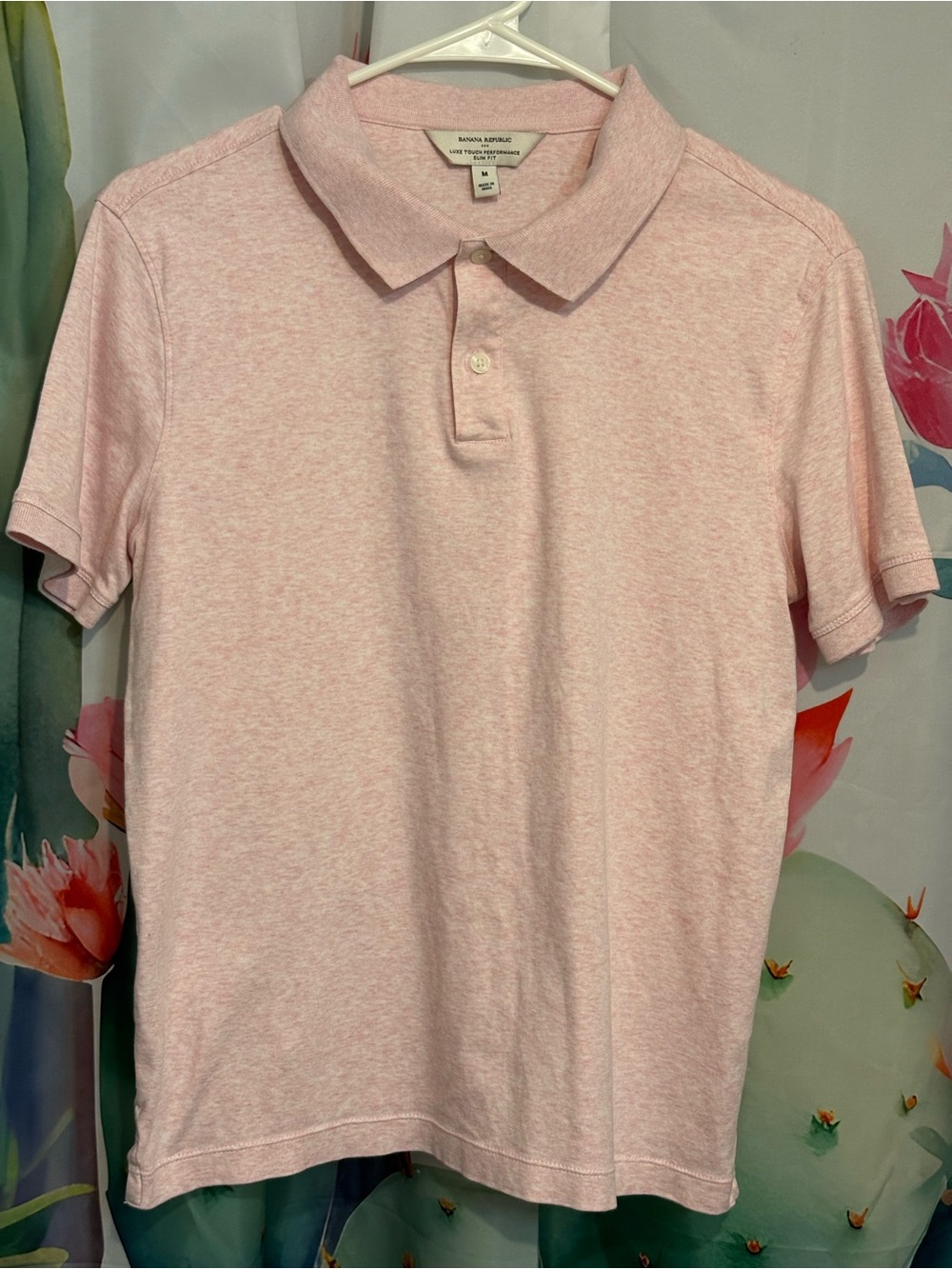 Banana RepublicWomens Luxe Touch Performance Pink Solid Polo Shirt Slim Fit M